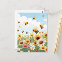 Darstellung niedlicher Bienen und Blume