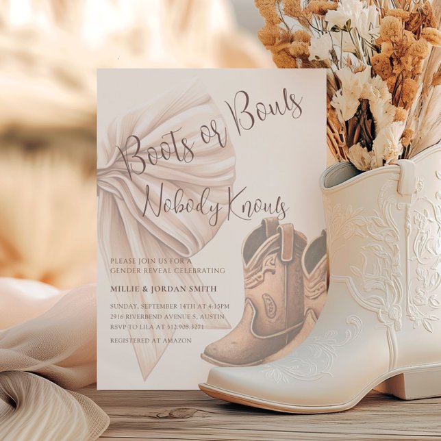 Darstellung von Beige-Stiefeln oder Bows-Aquarelle Einladung (Von Creator hochgeladen)