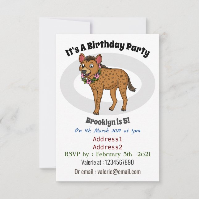 Darstellung von Cartoon in Hyena und Blume Einladung (Vorderseite)