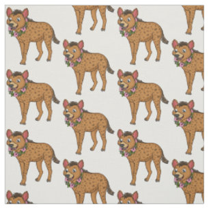 Darstellung von Cartoon in Hyena und Blume Stoff