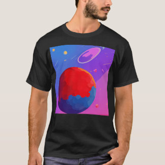 Darstellung von drei Planeten in Blau und Lila T-Shirt