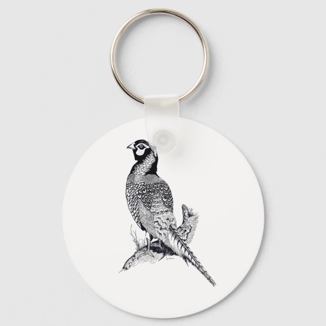 Darstellung von Fasan auf Tastenanschlag Schlüsselanhänger (Vorderseite)
