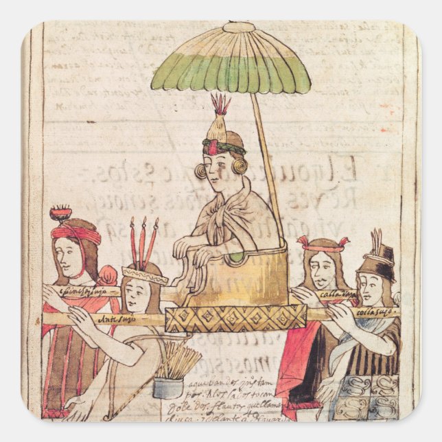 Darstellung von Huascar Inca Quadratischer Aufkleber (Vorderseite)