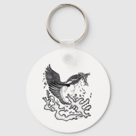 Darstellung von Kingfisher auf Knopfschlüsselring Schlüsselanhänger