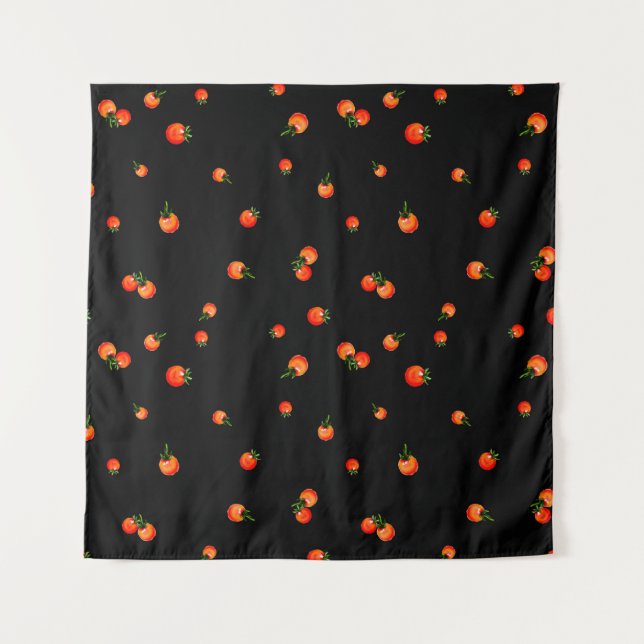 Darstellung von Kirschtomaten. Wasserfarben nahtlo Wandteppich (Vorderseite)