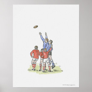 Darstellung von Männern, die Rugby-Springen in der Poster