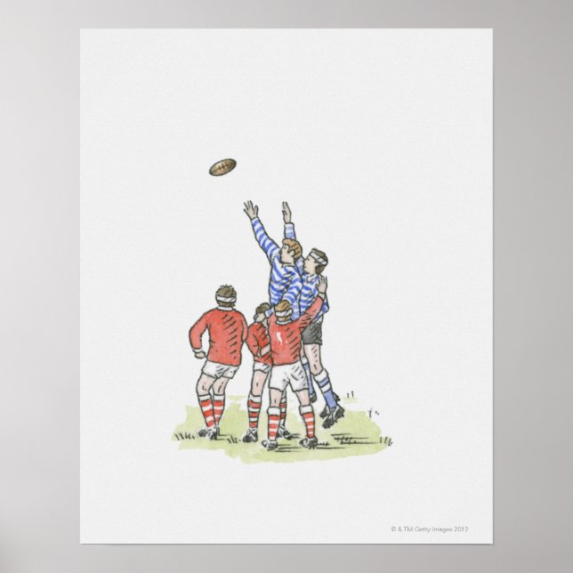 Darstellung von Männern, die Rugby-Springen in der Poster (Vorne)