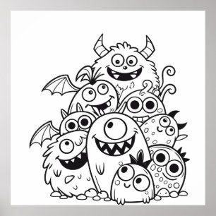 Darstellung von Monsterzeichen für niedliche Carto Poster