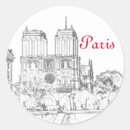 Darstellung von Notre Dame de Paris Runder Aufkleber