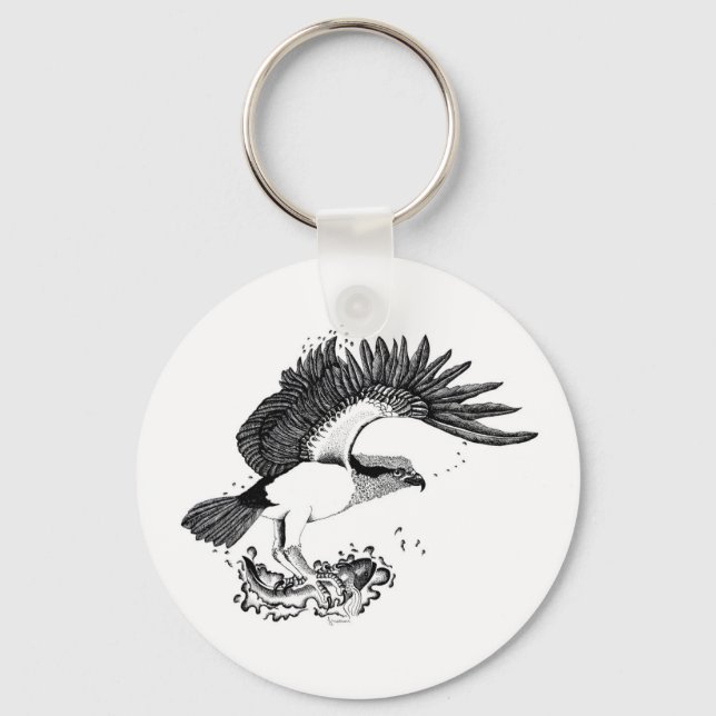Darstellung von Osprey auf Knopfhörnchen Schlüsselanhänger (Vorderseite)
