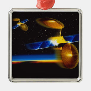 Darstellung von Satelliten über den Horizont der E Silbernes Ornament