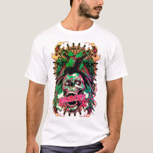 Darstellung von Schädel und Vögeln T-Shirt