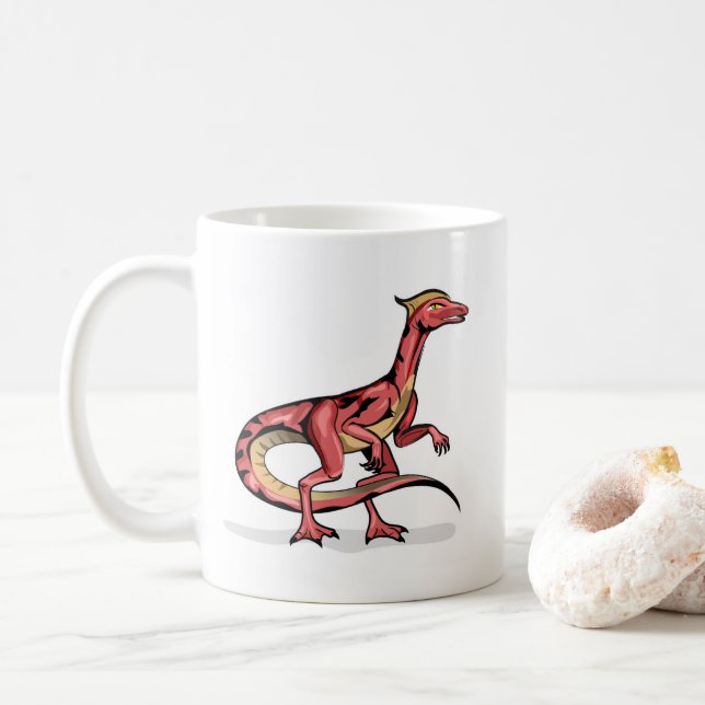 Darstellung von Velociraptor. Kaffeetasse (Mit Donut)