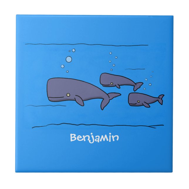 Darstellung von Walen mit niedlicher Wanderung in  Fliese (Vorderseite)