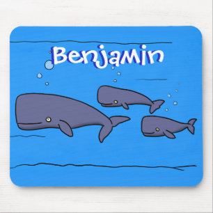 Darstellung von Walen mit niedlicher Wanderung in Mousepad