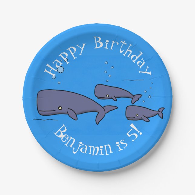 Darstellung von Walen mit niedlicher Wanderung in  Pappteller (Vorderseite)