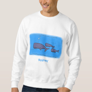 Darstellung von Walen mit niedlicher Wanderung in Sweatshirt
