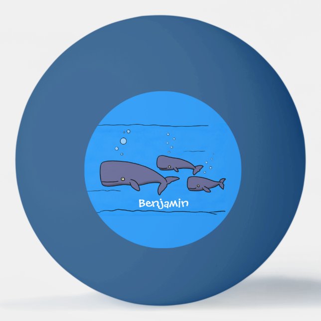Darstellung von Walen mit niedlicher Wanderung in  Tischtennisball (Vorderseite)