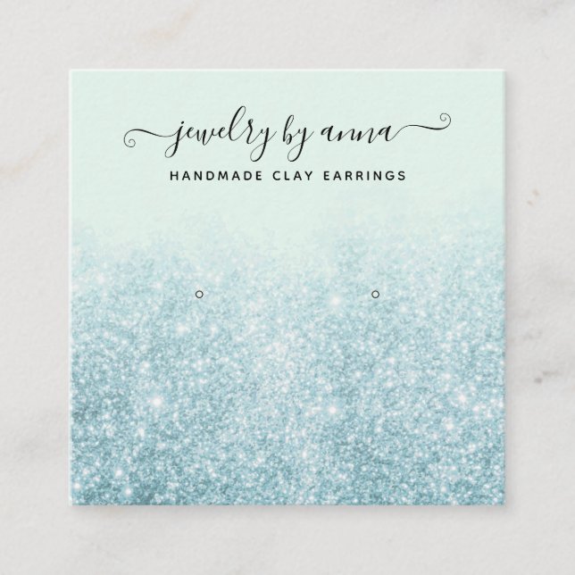 Darstellungskarte für Blauer Glitzer mit Ohrsteckp Quadratische Visitenkarte (Vorderseite)