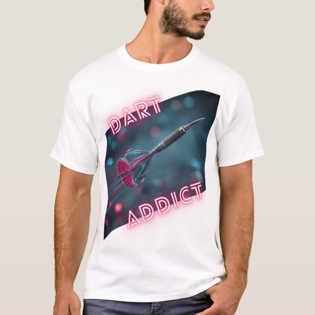 DART ADDICT Dynamischer Neondart Design T-Shirt (Vorderseite)