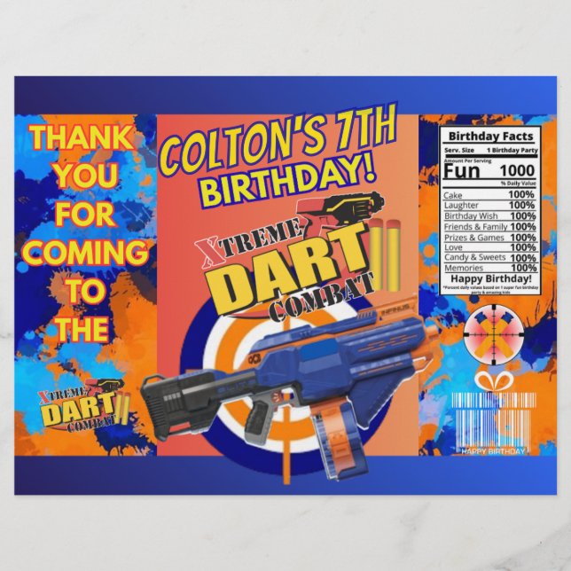 Dart Battle Birthday Chip Bag! Flyer (Vorne)