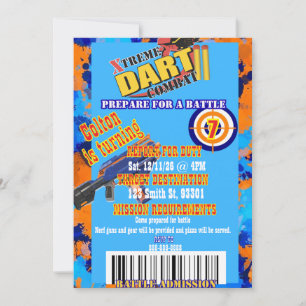 Dart Battle Geburtstagseinladung Bereite dich auf Einladung
