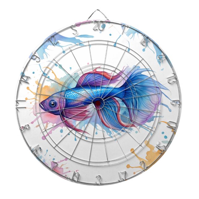 Dart Board - Aquarellreihe: Betta Fish Dartscheibe (vorne)