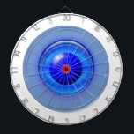 Dart Board - Concentric Orbs Dartscheibe<br><div class="desc">Die blauen Orbs zentrieren sich auf einem hellblauen Hintergrund. Die mittlere rote Leiste ist am kleinsten,  die nächste ist ein massiver dunkelblauer 3D-Kreis,  die nächste ist eine größere,  lichtdurchlässige Kugel. Der äußere Ring ist weiß.</div>