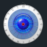 Dart Board - Concentric Orbs Dartscheibe<br><div class="desc">Die blauen Orbs zentrieren sich auf einem hellblauen Hintergrund. Die mittlere rote Leiste ist am kleinsten,  die nächste ist ein massiver dunkelblauer 3D-Kreis,  die nächste ist eine größere,  lichtdurchlässige Kugel. Der äußere Ring ist weiß.</div>