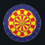Dart Board: Gelb, Rot und Navy Blau Dartscheibe<br><div class="desc">Game in Gelb,  Rot und Navy,  blau gefärbtes Dart Board,  einschließlich 6 Messingdarts</div>