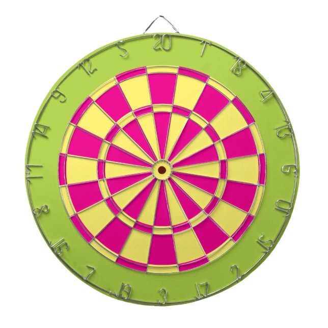 Dart Board: hellgelb, rosa und kalkgrün Dartscheibe (vorne)