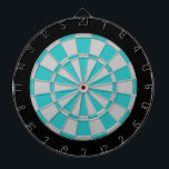 Dart Board: silber grau, türkis und schwarz Dartscheibe<br><div class="desc">Silver Gray,  Türkis und Black Colored Dart Board Spiel inklusive 6 Messingdarts</div>