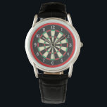 Dart Board Sporty Style Armbanduhr<br><div class="desc">Diese Armbanduhr ist ein cooles Design für diejenigen, die gerne Darts spielen. Sie ist mit einer Dartboard-Grafik ausgestattet, die von einem hellen roten Rand umgeben ist.</div>