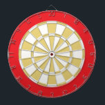 Dart Board: Weiß, alt und rot Dartscheibe<br><div class="desc">Weiß,  alt Gold und rot gefärbtes Dart Board Spiel inklusive 6 Messingdarts</div>
