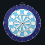 Dart Board: Weiß, leicht blau und Marine Dartscheibe<br><div class="desc">Weißes, hellblaues und navy-farbenes Dart-Board-Spiel mit 6 Messingdarts</div>