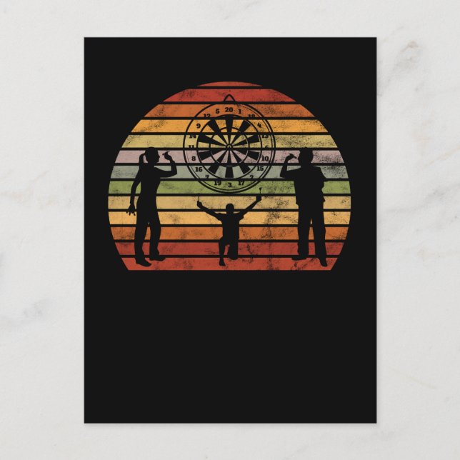 Dart Dartboard Retro Darts Postkarte (Vorderseite)