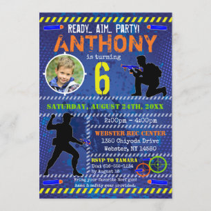 Dart Foto Invite Dart Gun Birthday Party Einladung