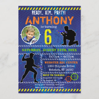 Dart Foto Invite Dart Gun Birthday Party Einladung