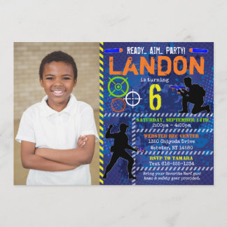 Dart Foto Invite Dart Gun Birthday Party Einladung