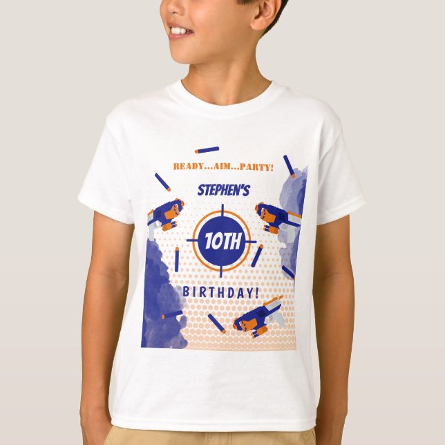 Dart Gun Battle War Boys Birthday Party T-Shirt (Vorderseite)