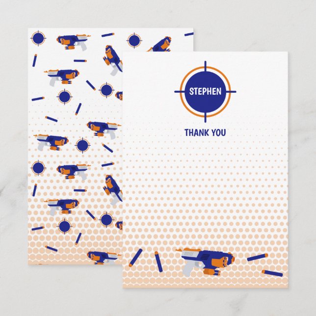 Dart Gun Battle War Boys Target Pattern Kids Dankeskarte (Vorne/Hinten)