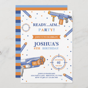 Dart Gun Birthday Einladung