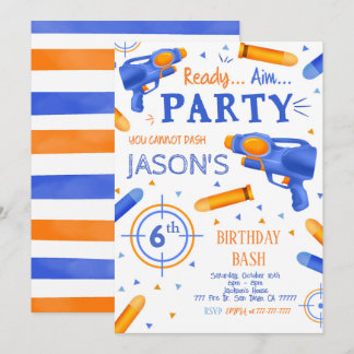 Dart Gun Birthday Einladungen
