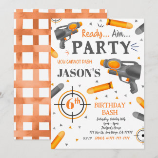 Dart Gun Birthday Einladungen