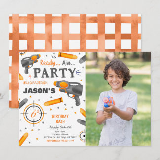 Dart Gun Birthday Party Foto Einladung