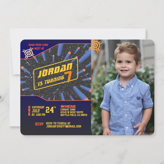 Dart Gun Einladung (Vorderseite)