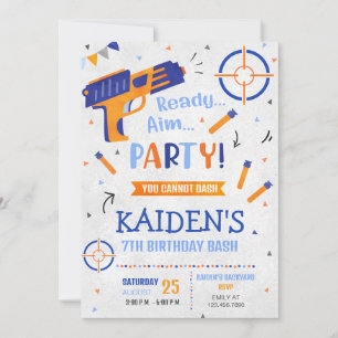 Dart Gun Party Birthday Einladung