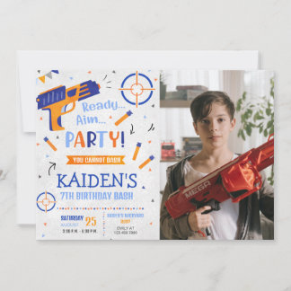 Dart Gun Party Birthday Foto Einladung