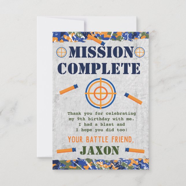 Dart Military Birthday Party Party Card Fevor Card Einladung (Vorderseite)