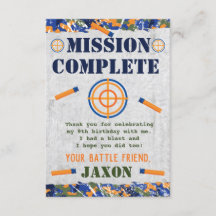 Dart Military Birthday Party Party Card Fevor Card